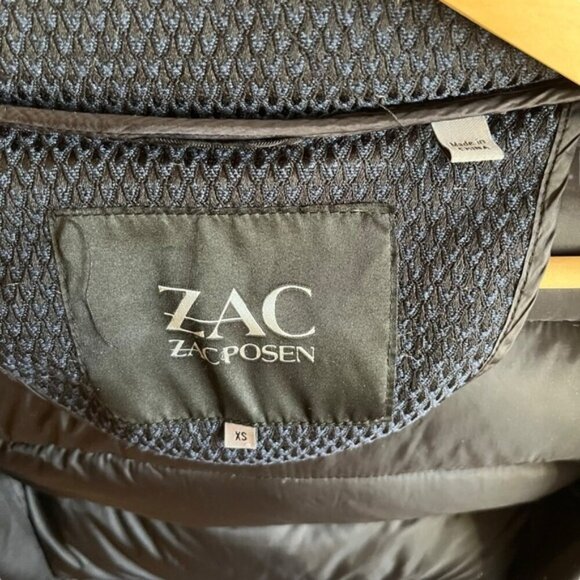 Zac Posen Fiona Puffer Jacket XS Blue Black Feather Down - Picture 14 of 16